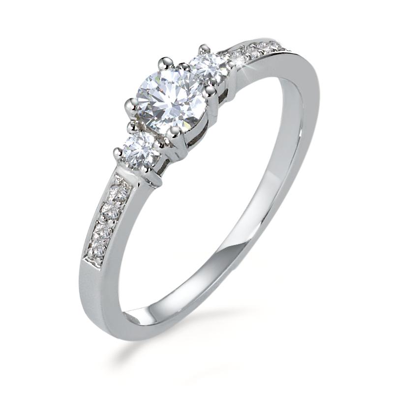 Gyűrű 750/18 K fehér arany Gyémánt 0.40 ct, 11 Kövek, w-si