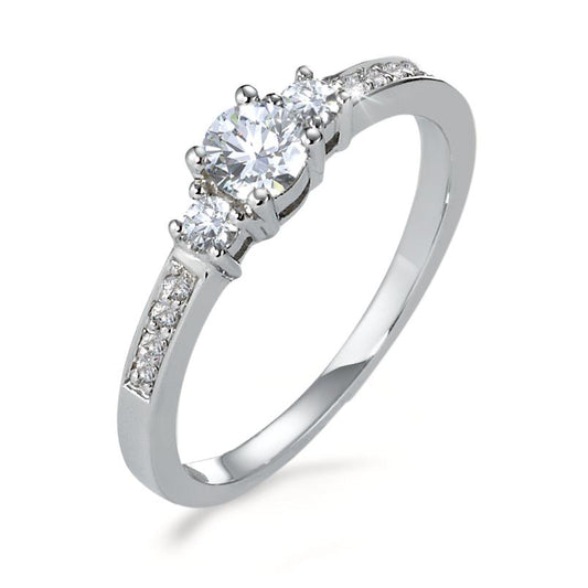 Gyűrű 750/18 K fehér arany Gyémánt 0.40 ct, 11 Kövek, w-si