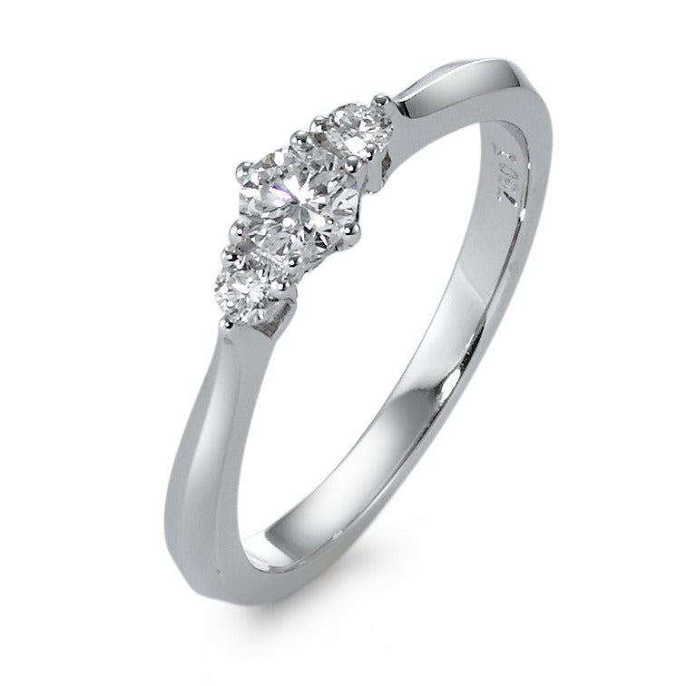 Gyűrű 750/18 K fehér arany Gyémánt 0.32 ct, 3 Kövek, w-si