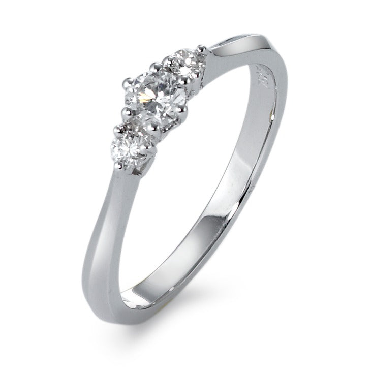 Gyűrű 750/18 K fehér arany Gyémánt 0.27 ct, 3 Kövek, w-si