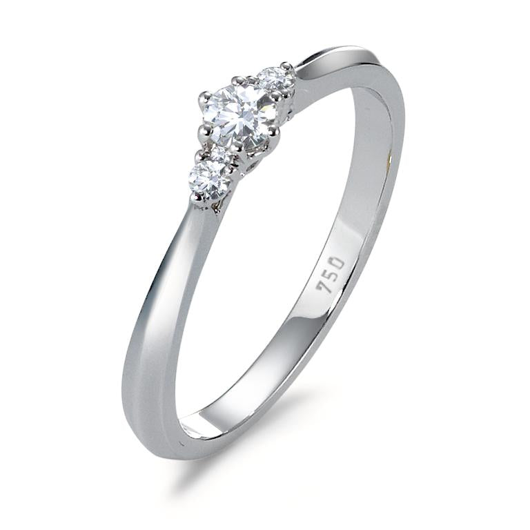 Gyűrű 750/18 K fehér arany Gyémánt 0.19 ct, 3 Kövek, w-si