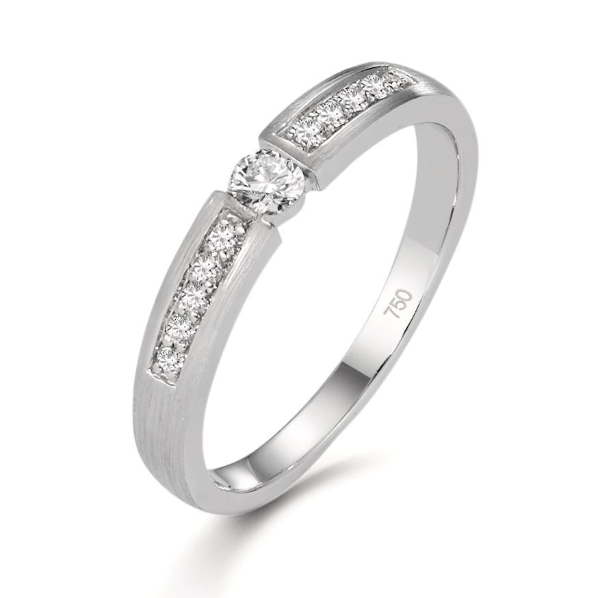 Szoliter gyűrű 750/18 K fehér arany Gyémánt 0.20 ct, 11 Kövek, w-si