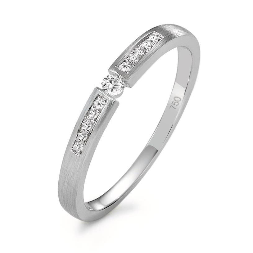 Szoliter gyűrű 750/18 K fehér arany Gyémánt 0.07 ct, 11 Kövek, w-si