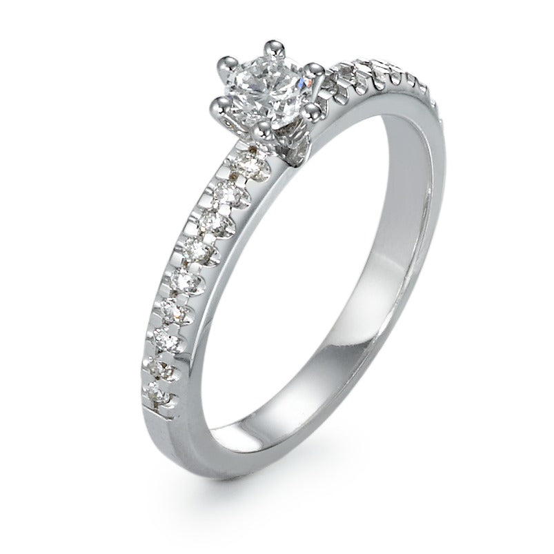 Szoliter gyűrű 750/18 K fehér arany Gyémánt 0.41 ct, 19 Kövek, w-si