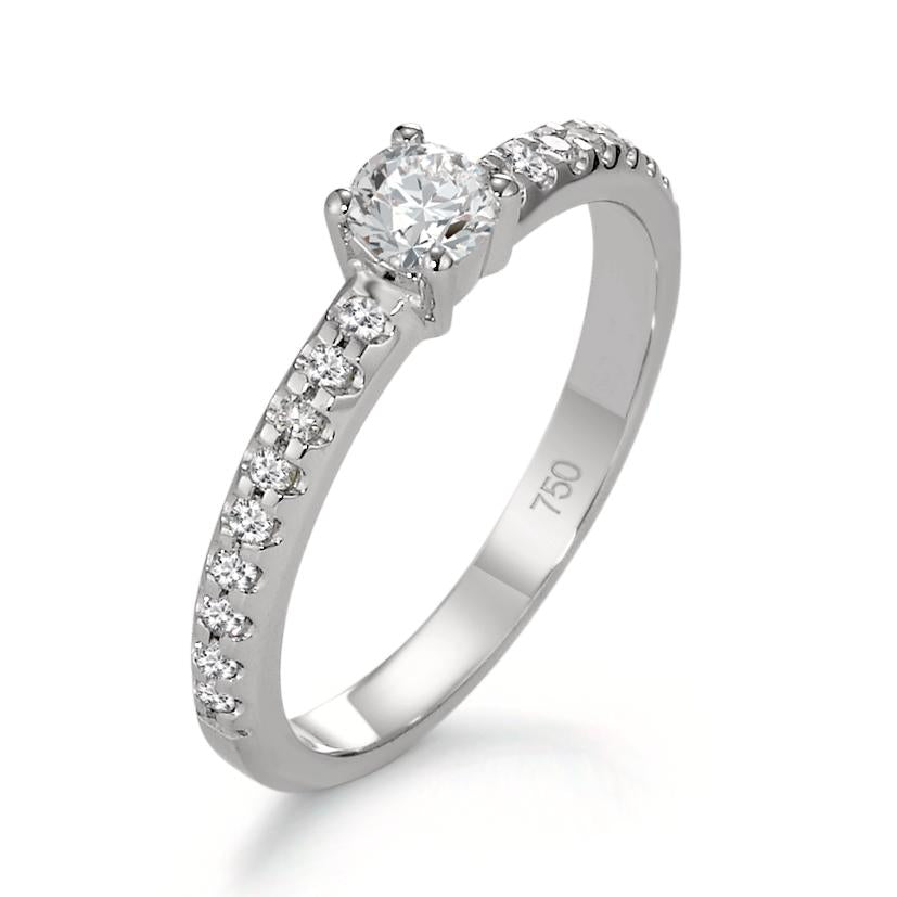 Szoliter gyűrű 750/18 K fehér arany Gyémánt 0.35 ct, 19 Kövek, w-si