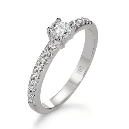 Szoliter gyűrű 750/18 K fehér arany Gyémánt 0.35 ct, 19 Kövek, w-si