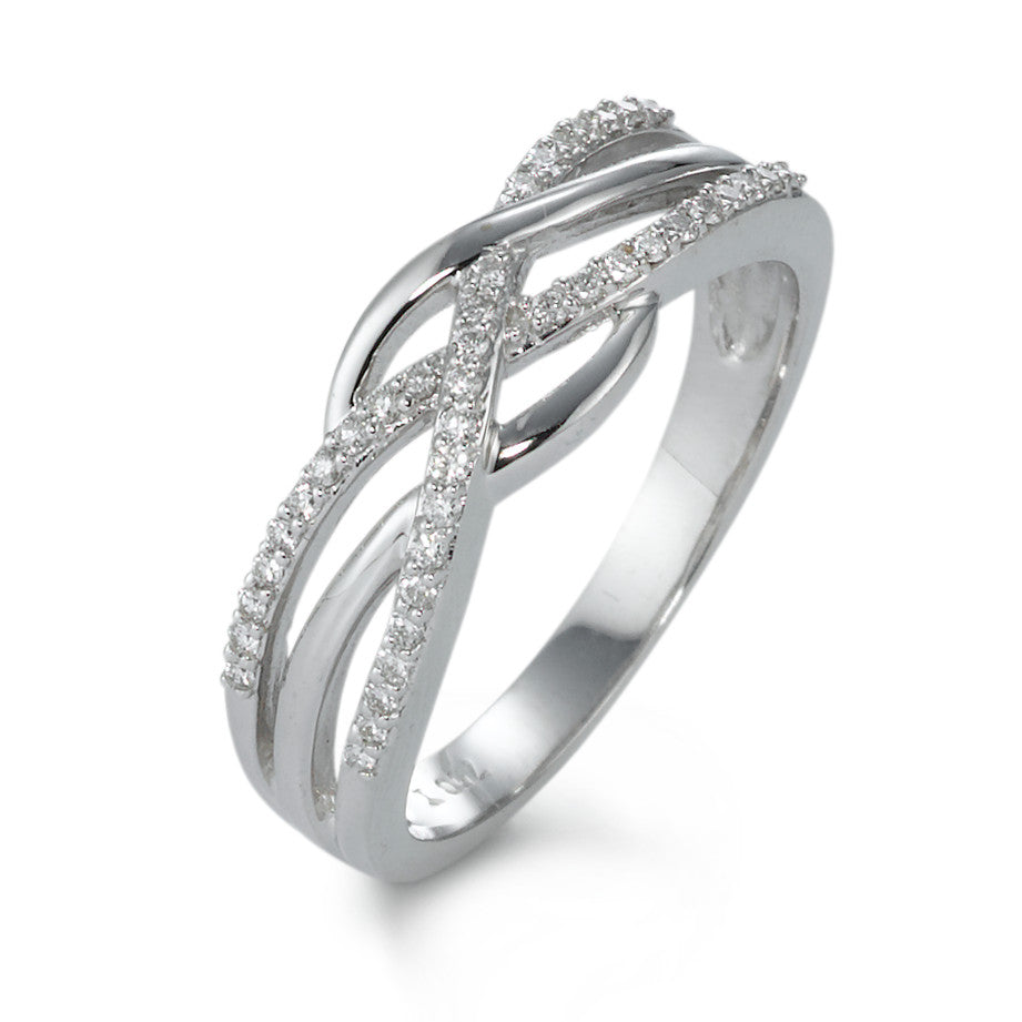 Gyűrű 750/18 K fehér arany Gyémánt 0.19 ct, 41 Kövek, w-si