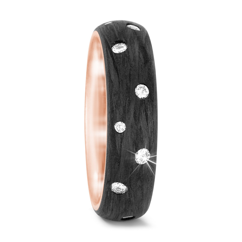 Gyűrű 750/18 K rozé arany, Szén Gyémánt 0.36 ct, 16 Kövek, w-si