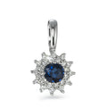 Medál 750/18 K fehér arany Zafír Kék, Gyémánt Fehér, 0.18 ct, 25 Kövek, Briliáns, w-si