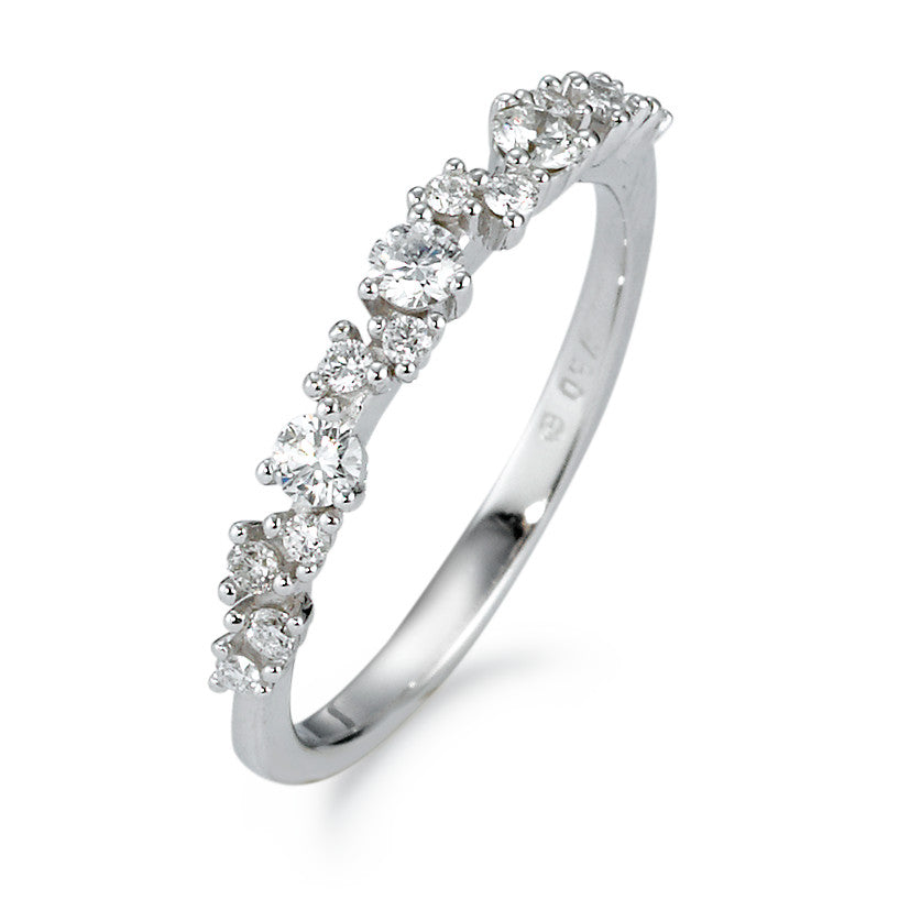 Gyűrű 750/18 K fehér arany Gyémánt Fehér, 0.33 ct, 15 Kövek, Briliáns, w-si