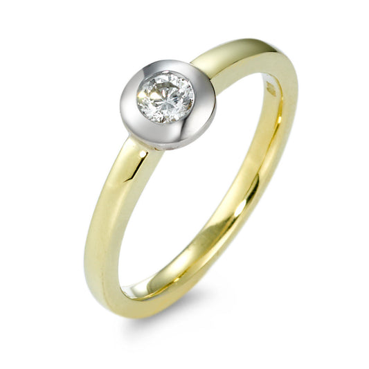 Szoliter gyűrű 585/14 K sárga arany, 585/14 K fehér arany Gyémánt 0.15 ct, w-si