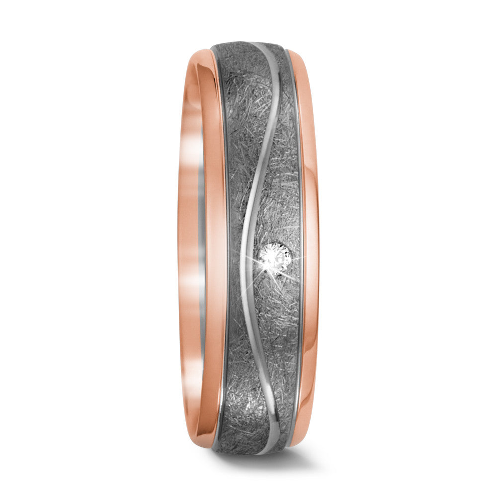 Partnergyűrű 750/18 K vörös arany, 500 palládium Gyémánt 0.02 ct, w-si