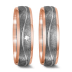 Partnergyűrű 750/18 K vörös arany, 500 palládium Gyémánt 0.02 ct, w-si