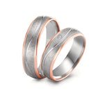 Partnergyűrű 750/18 K vörös arany, 500 palládium Gyémánt 0.02 ct, w-si
