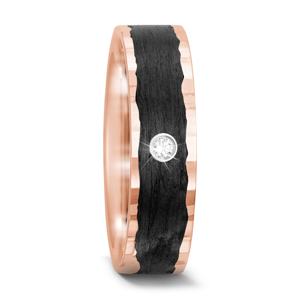 Partnergyűrű 585/14 K rozé arany, Szén Gyémánt 0.02 ct, tw-si