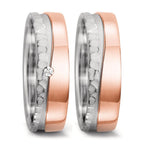Partnergyűrű 750/18 K fehér arany, 750/18 K rozé arany Gyémánt 0.02 ct, tw-si