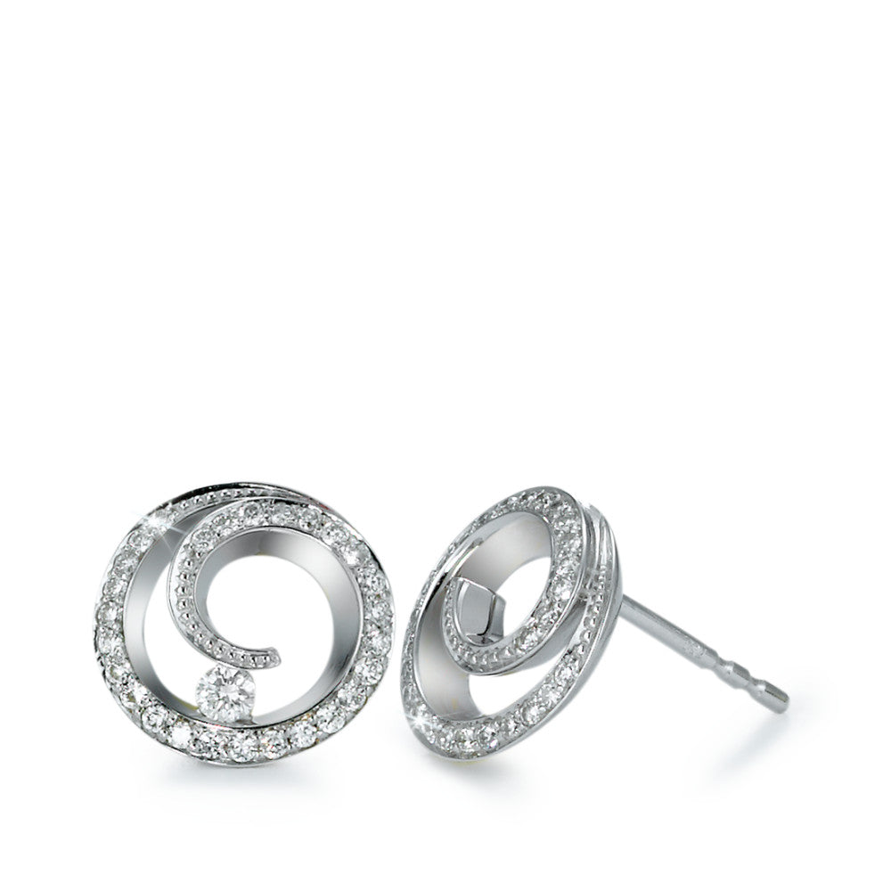 Fülbevaló 750/18 K fehér arany Gyémánt 0.30 ct, 56 Kövek, Briliáns, w-si Ø10 mm