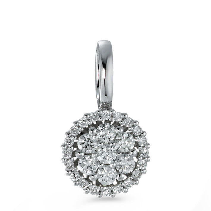 Medál 750/18 K fehér arany Gyémánt 0.26 ct, 27 Kövek, Briliáns, w-si Ø8 mm