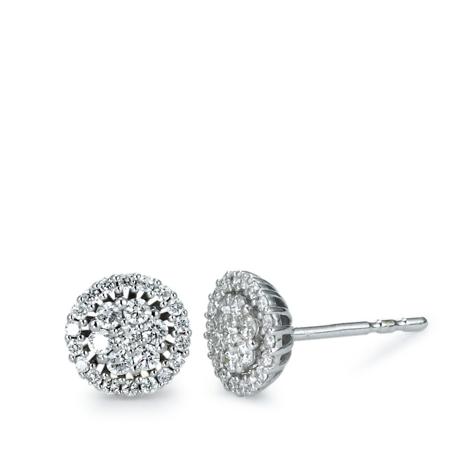 Fülbevaló 750/18 K fehér arany Gyémánt 0.35 ct, 50 Kövek, Briliáns, w-si Ø7 mm