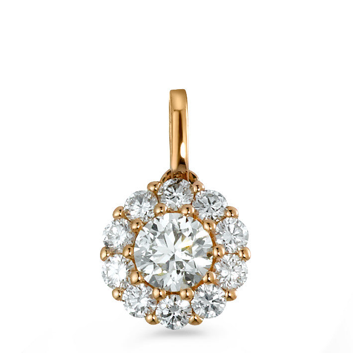 Medál 750/18 K vörös arany Gyémánt 0.50 ct, 11 Kövek, Briliáns, w-si Ø7 mm