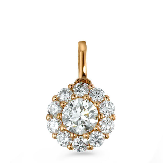 Medál 750/18 K vörös arany Gyémánt 0.50 ct, 11 Kövek, Briliáns, w-si Ø7 mm