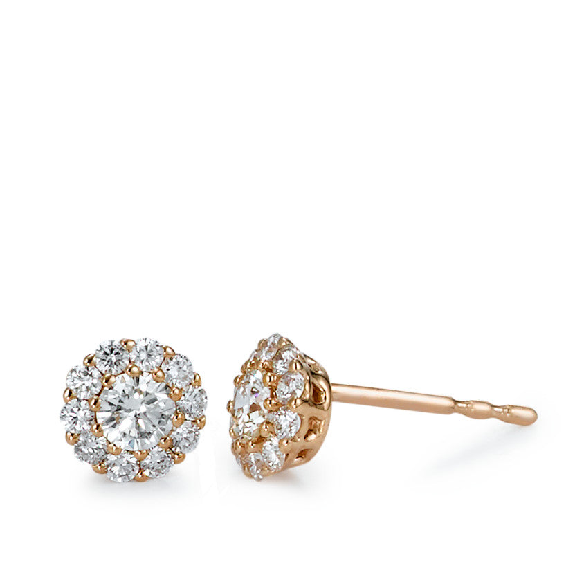 Fülbevaló 750/18 K vörös arany Gyémánt 0.50 ct, 22 Kövek, Briliáns, w-si Ø6 mm