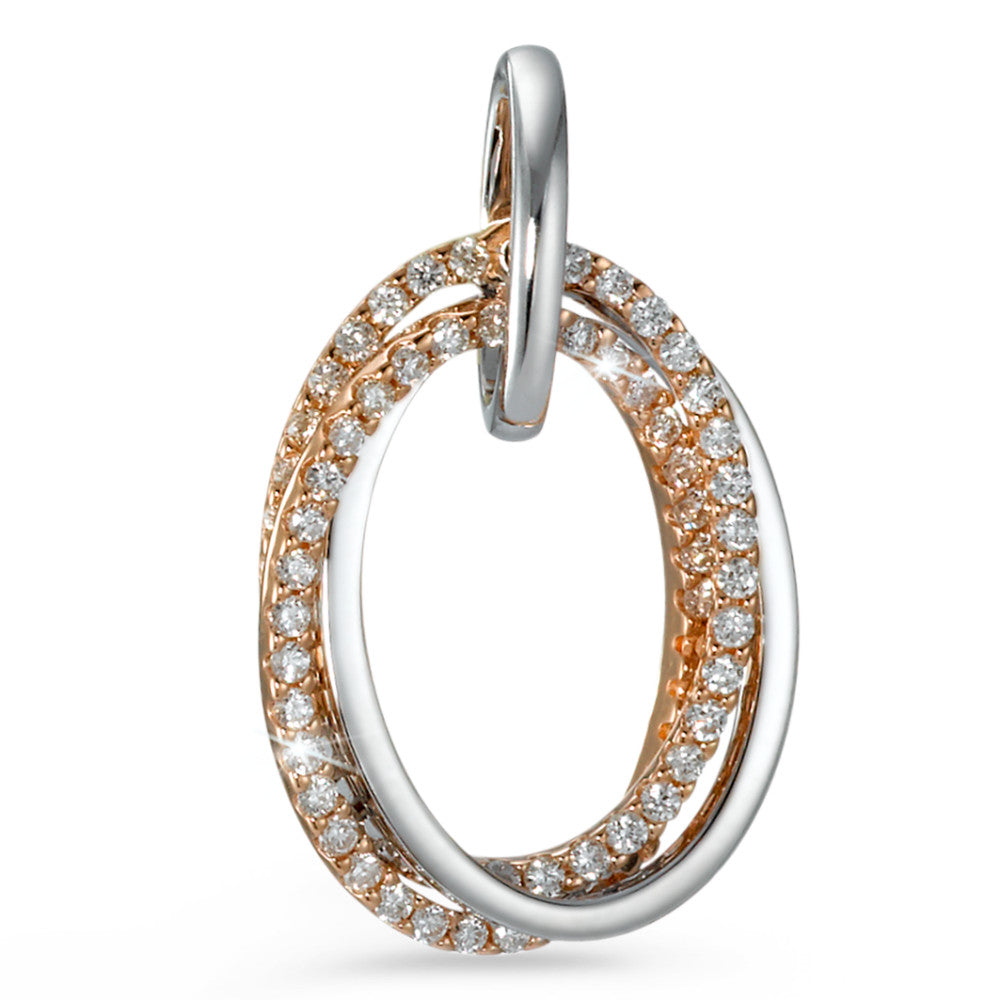 Medál 750/18 K vörös arany, 750/18 K fehér arany Gyémánt 0.25 ct, 57 Kövek, Briliáns, w-si