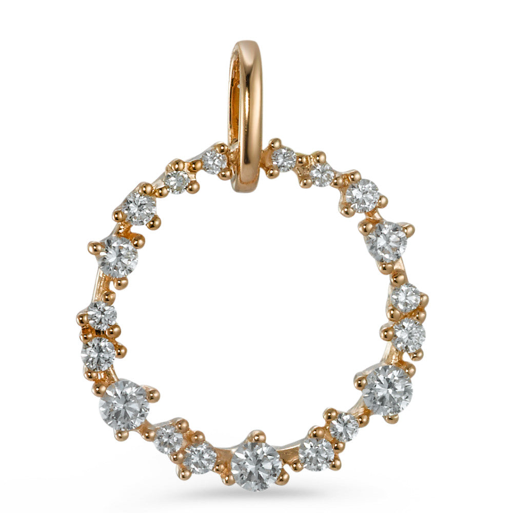 Medál 750/18 K vörös arany Gyémánt 0.33 ct, 19 Kövek, Briliáns, w-si Ø15 mm