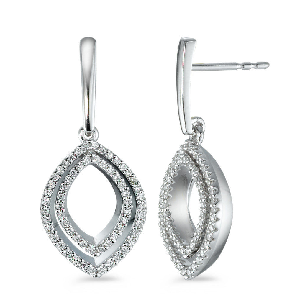 Függő fülbevaló 750/18 K fehér arany Gyémánt 0.42 ct, 124 Kövek, Briliáns, w-si