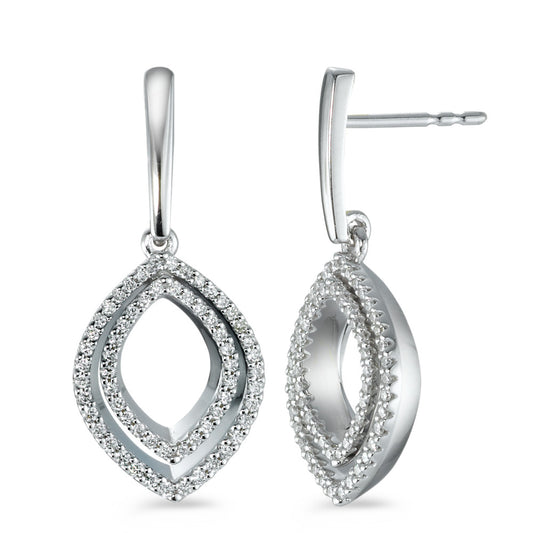 Függő fülbevaló 750/18 K fehér arany Gyémánt 0.42 ct, 124 Kövek, Briliáns, w-si