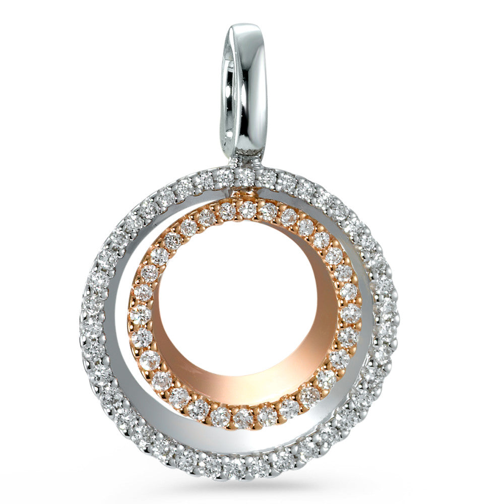 Medál 750/18 K vörös arany, 750/18 K fehér arany Gyémánt 0.37 ct, 70 Kövek, Briliáns, w-si Ø17 mm