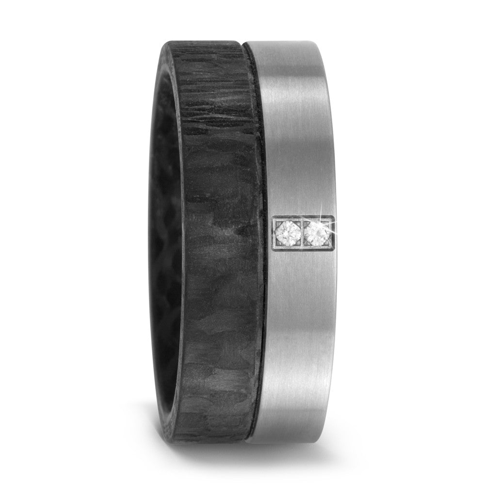 Partnergyűrű Titán, Szén Gyémánt 0.02 ct, 2 Kövek, w-si
