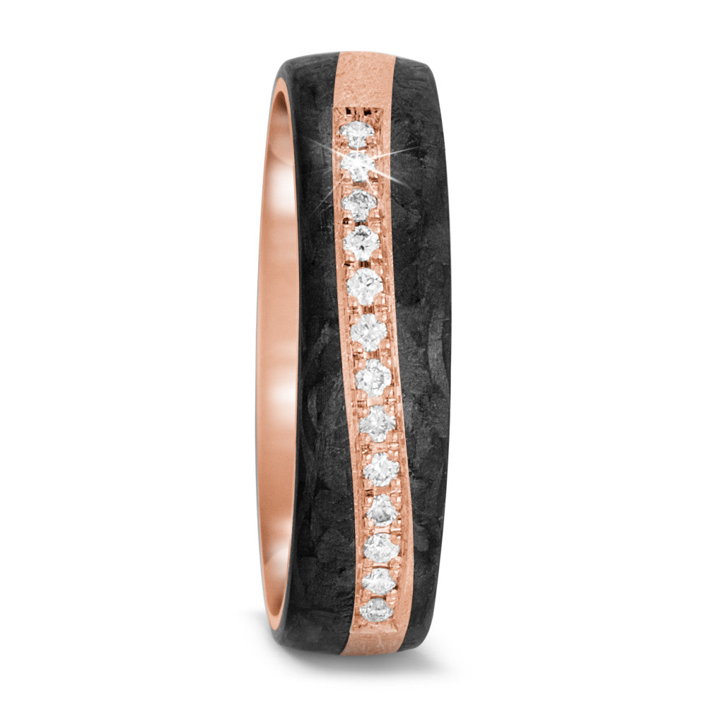 Partnergyűrű 585/14 K rozé arany, Szén Gyémánt 0.091 ct, 13 Kövek, tw-si