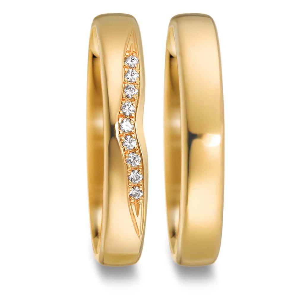 Partnergyűrű 750/18 K sárga arany Gyémánt 0.045 ct, 9 Kövek, tw-vsi