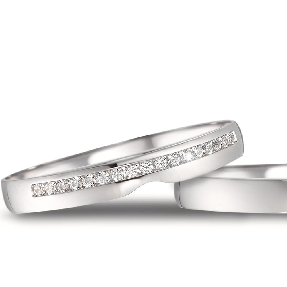 Partnergyűrű 750/18 K fehér arany Gyémánt 0.085 ct, 17 Kövek, tw-vsi