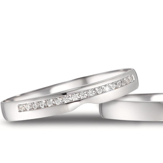 Partnergyűrű 750/18 K fehér arany Gyémánt 0.085 ct, 17 Kövek, tw-vsi