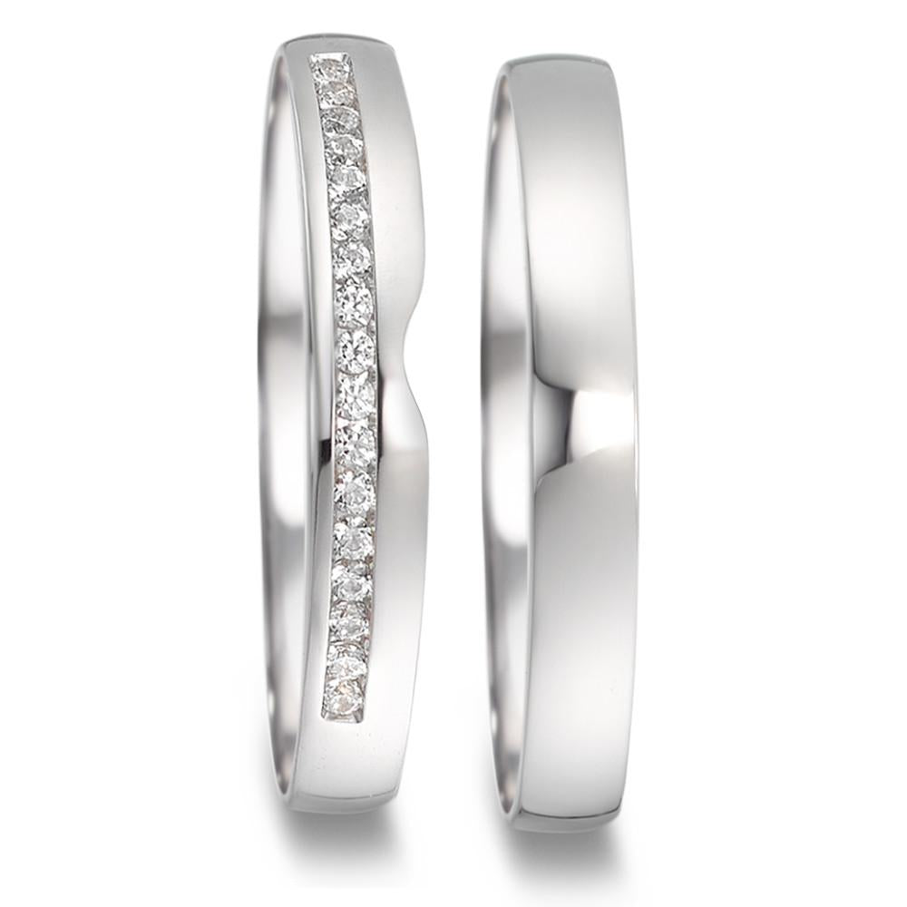 Partnergyűrű 750/18 K fehér arany Gyémánt 0.085 ct, 17 Kövek, tw-vsi