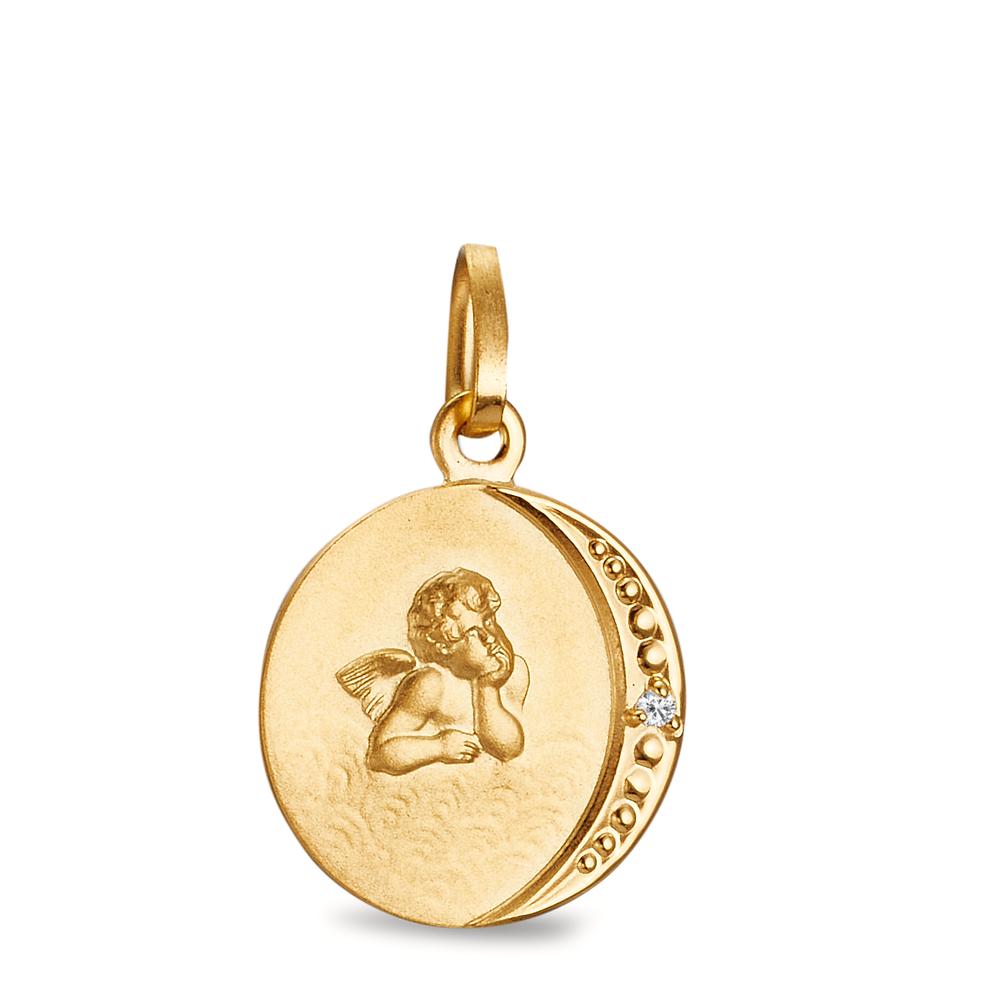 Medál 375/9 K sárga arany Gyémánt 0.005 ct, w-pi1 Védőangyal Ø12 mm