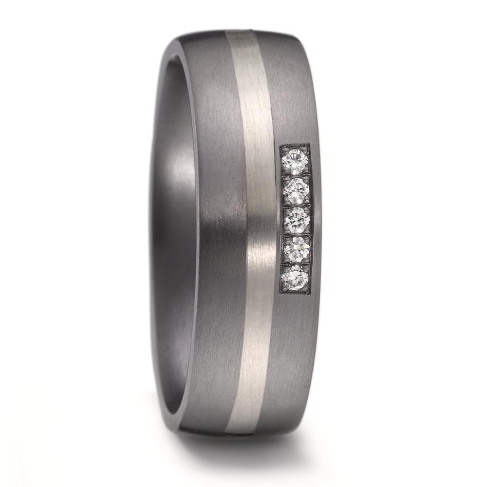 Partnergyűrű 999 tantál, 500 palládium Gyémánt 0.05 ct, 5 Kövek, w-si