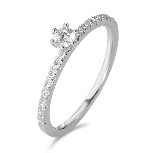 Szoliter gyűrű 750/18 K fehér arany Gyémánt Fehér, 0.20 ct, 17 Kövek, Briliáns, w-si