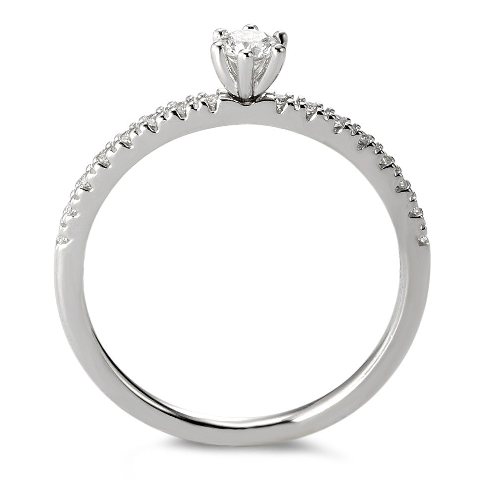 Szoliter gyűrű 750/18 K fehér arany Gyémánt Fehér, 0.20 ct, 17 Kövek, Briliáns, w-si