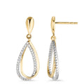 Függő fülbevaló 750/18 K sárga arany, 750/18 K fehér arany Gyémánt Fehér, 0.18 ct, 46 Kövek, Briliáns, w-si