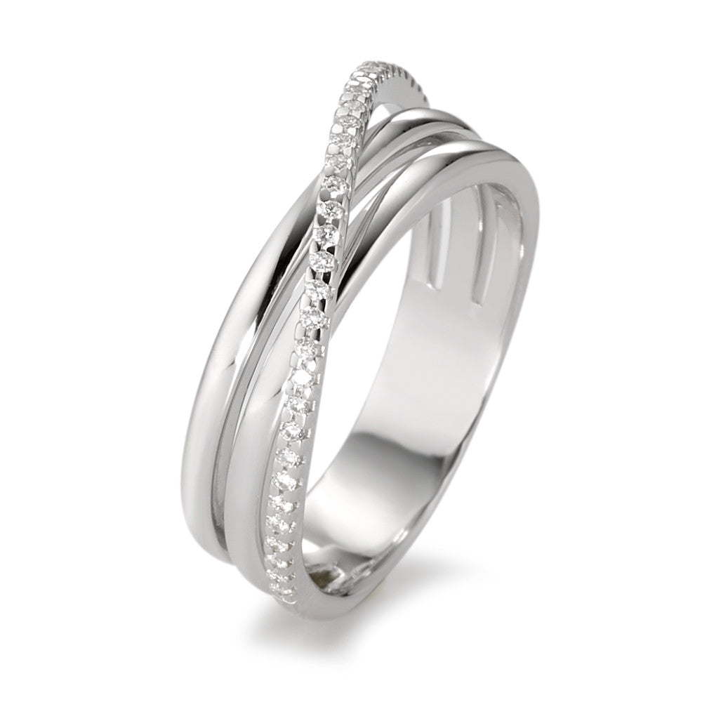 Gyűrű 750/18 K fehér arany Gyémánt Fehér, 0.14 ct, 33 Kövek, Briliáns, w-si