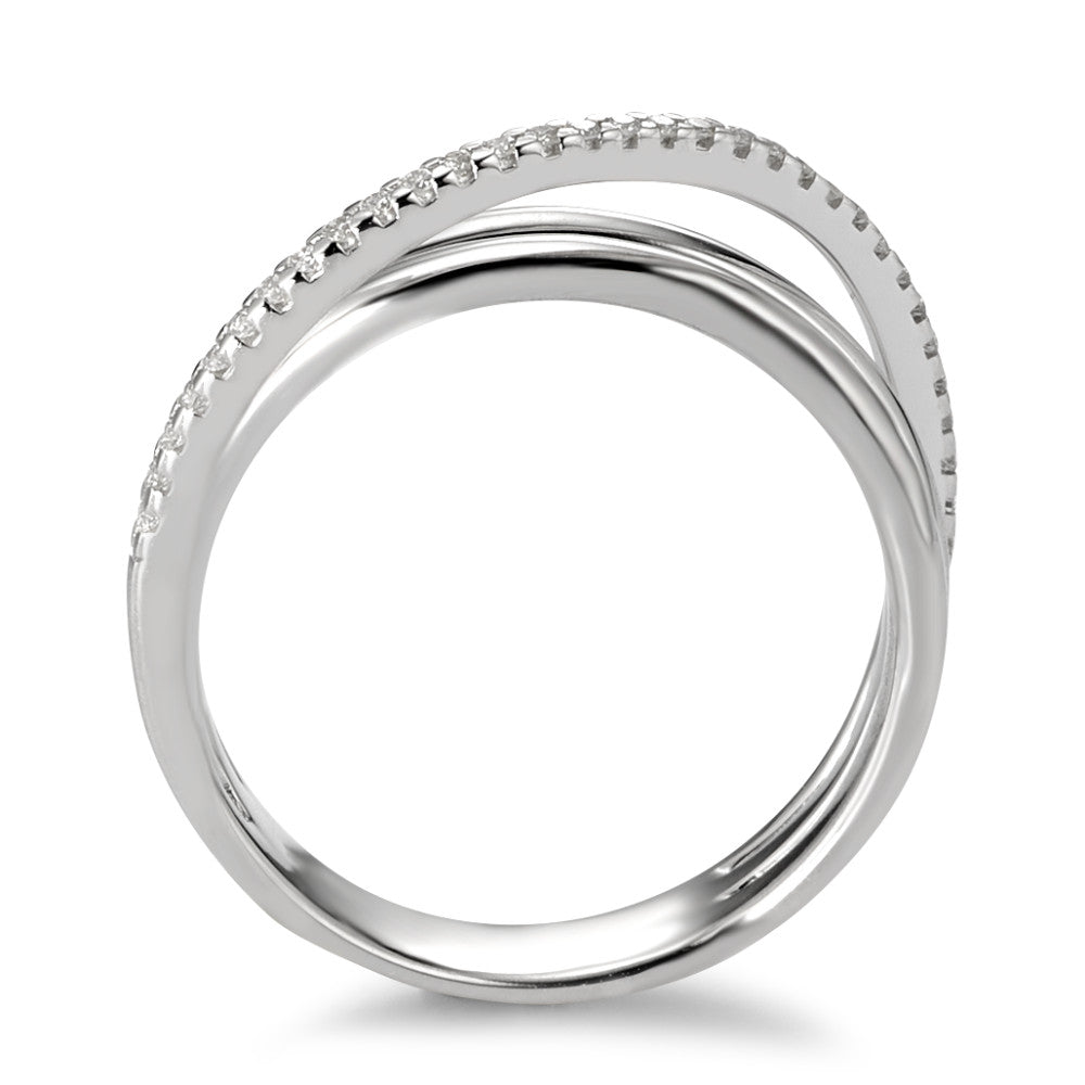 Gyűrű 750/18 K fehér arany Gyémánt Fehér, 0.14 ct, 33 Kövek, Briliáns, w-si