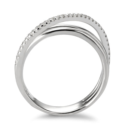 Gyűrű 750/18 K fehér arany Gyémánt Fehér, 0.14 ct, 33 Kövek, Briliáns, w-si