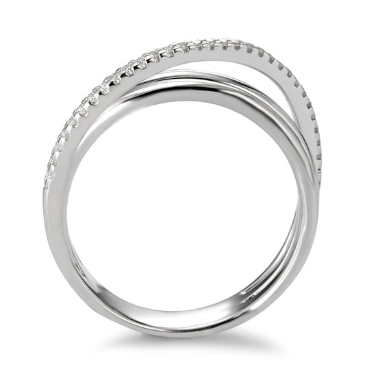 Gyűrű 750/18 K fehér arany Gyémánt Fehér, 0.14 ct, 33 Kövek, Briliáns, w-si