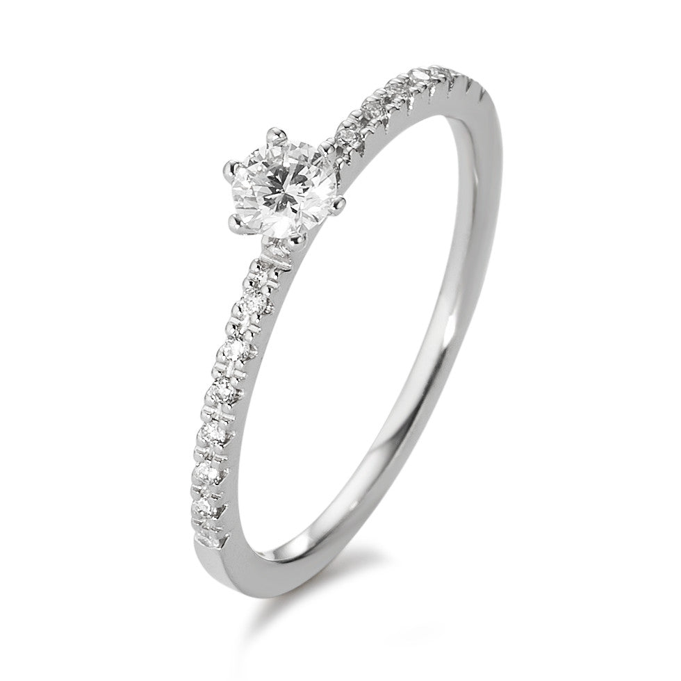 Szoliter gyűrű 750/18 K fehér arany Gyémánt Fehér, 0.25 ct, 17 Kövek, Briliáns, w-si