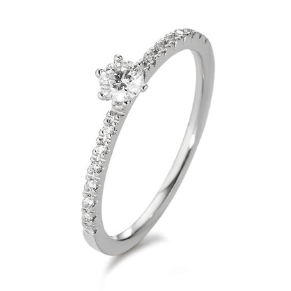 Szoliter gyűrű 750/18 K fehér arany Gyémánt Fehér, 0.25 ct, 17 Kövek, Briliáns, w-si