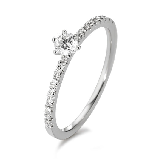 Szoliter gyűrű 750/18 K fehér arany Gyémánt Fehér, 0.25 ct, 17 Kövek, Briliáns, w-si