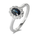 Gyűrű 750/18 K fehér arany Gyémánt Fehér, 0.18 ct, 12 Kövek, Briliáns, w-si, Zafír
